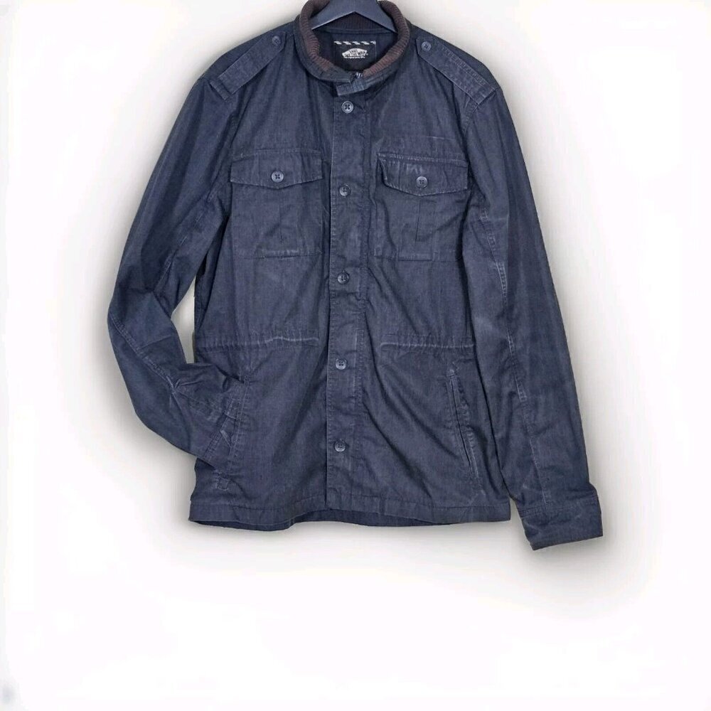 Vans Jacket Mens L Gray Full Zip Multi Pocket Barn Utility Chore Coat Outdoors